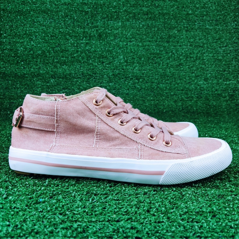 True Craft Sneakers Womens 8.5 Pink TC-Penny Mid Top Canvas Zip JSP162 Buckle